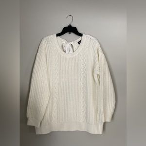 Torrid Cable Sweater Tie Back Sweater - White size: 4X